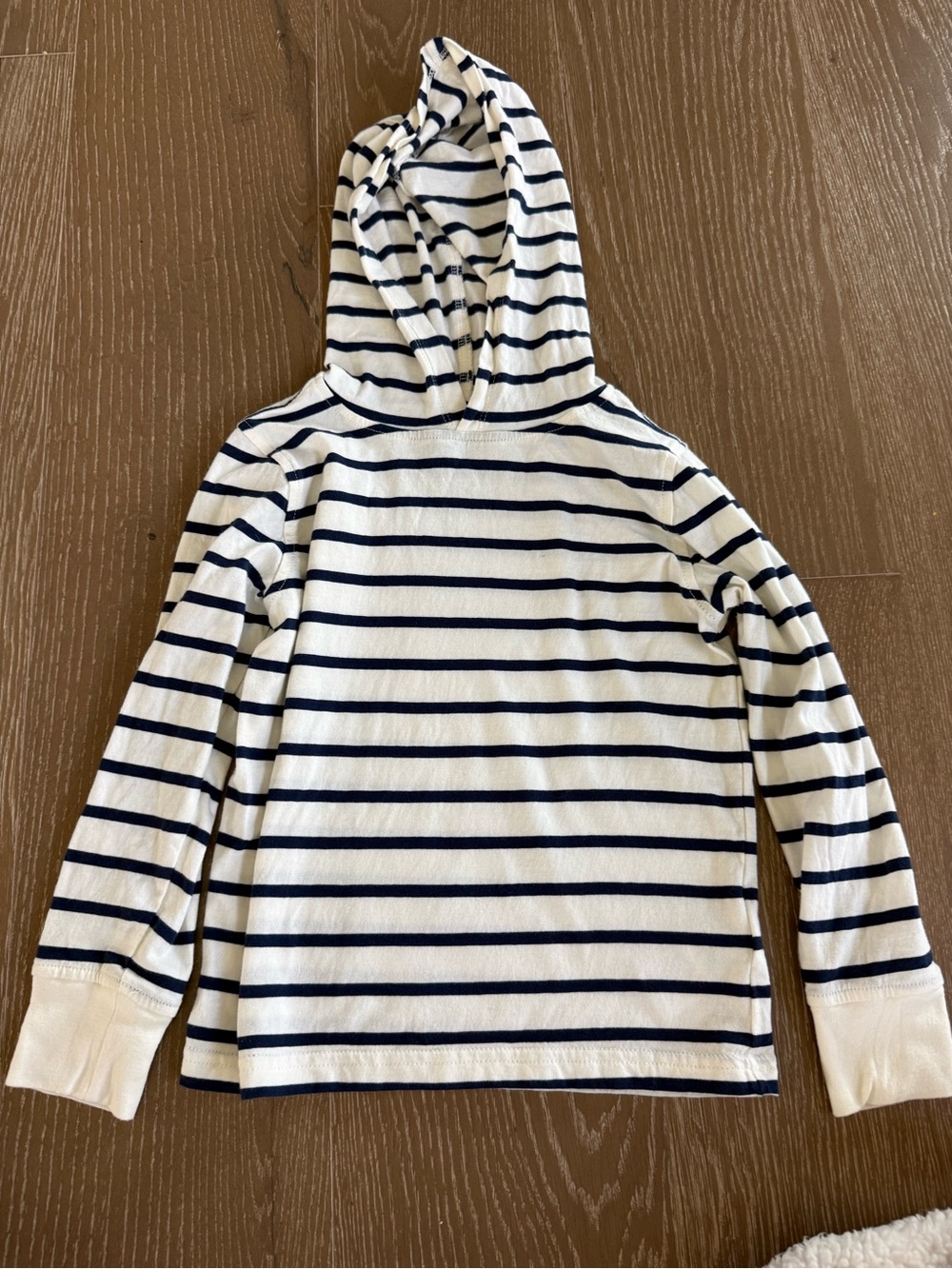 Crewcuts Boys Striped Long Sleeve Hooded T-Shirt White/Blue XS (4-5)